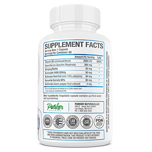 Breathe Easy 60 Capsules Nutritional Supplement Aids Breathing, Clears Sinus,...