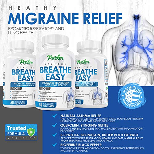 Breathe Easy 60 Capsules Nutritional Supplement Aids Breathing, Clears Sinus,...