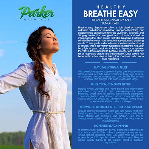 Breathe Easy 60 Capsules Nutritional Supplement Aids Breathing, Clears Sinus,...