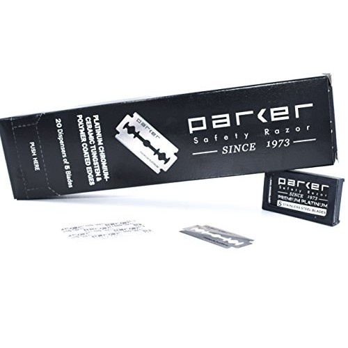 100 Count, Parker Safety Razor Double Edge Safety Razor Blades, Premium Plati...