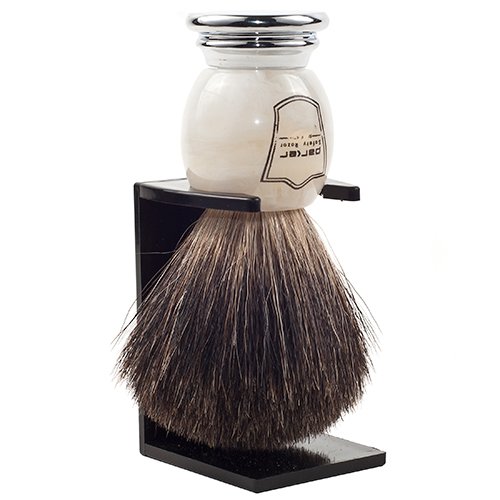 Parker Safety Razor, 100% Black Badger Bristle Shaving Brush with Elegant Mar...