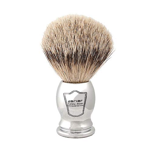 Parker Safety Razor 100% Silvertip Badger Bristle Shaving Brush–Chrome Handle...