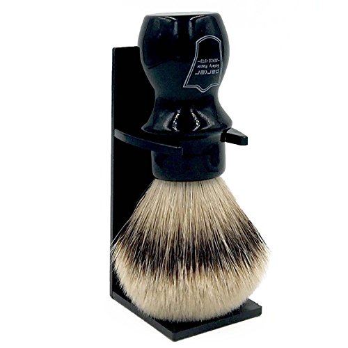Parker Safety Razor, 100% Silvertip Badger Mug Shaving Brush with Brush Stand...