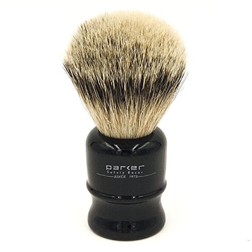 Parker Safety Razor,100% Silvertip Travel Shave Brush with Case, Black - Also...