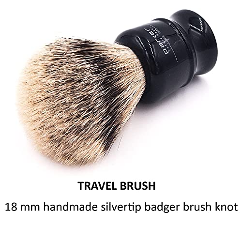 Parker Safety Razor,100% Silvertip Travel Shave Brush with Case, Black - Also...