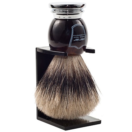 Parker Safety Razor, Premium 3-Band Pure Badger Bristle Shaving Brush with St...