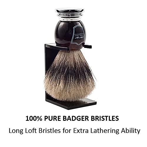 Parker Safety Razor, Premium 3-Band Pure Badger Bristle Shaving Brush with St...