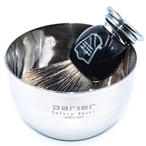 Parker Safety Razor, Premium 3 Band Pure Badger Shaving Brush with Stand Incl...