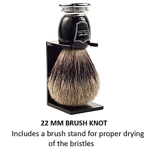 Parker Safety Razor, Premium 3 Band Pure Badger Shaving Brush with Stand Incl...
