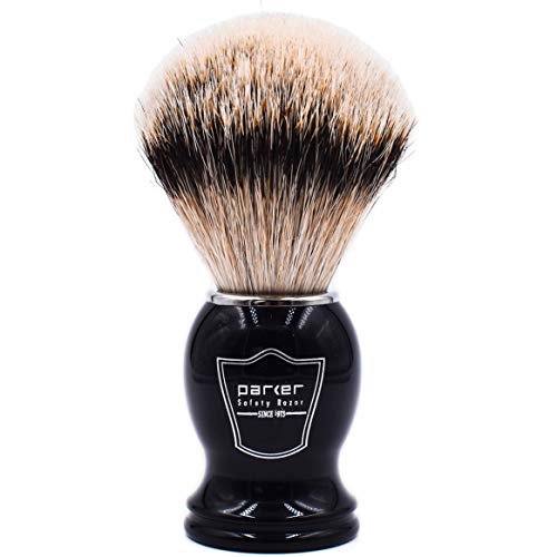 Parker Safety Razor’s 100% Silvertip Badger Bristle Shave Brush – Brush Stand...
