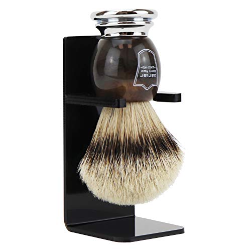 Parker Safety Razor Silvertip Badger Shaving Brush–Faux Horn Handle with a Ch...