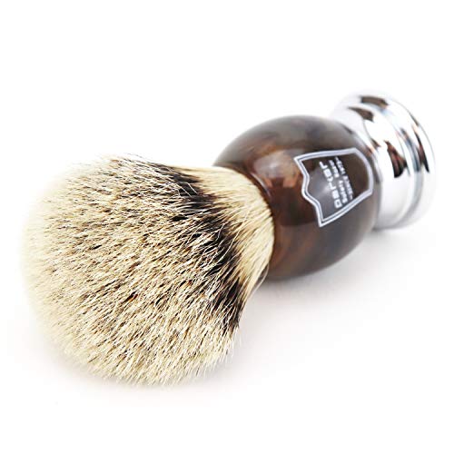 Parker Safety Razor Silvertip Badger Shaving Brush–Faux Horn Handle with a Ch...