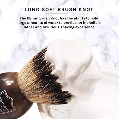 Parker Safety Razor Silvertip Badger Shaving Brush–Faux Horn Handle with a Ch...