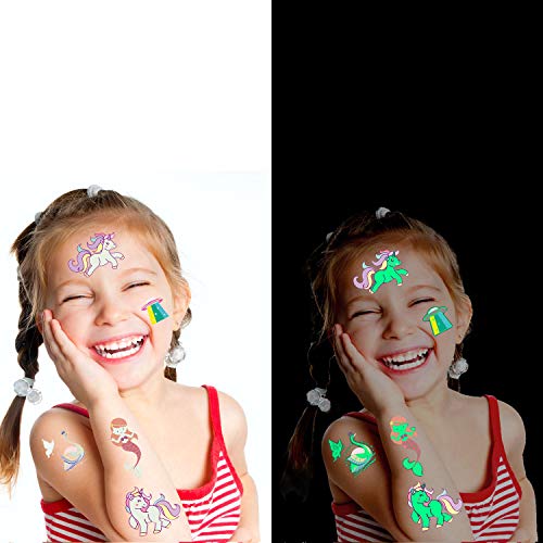 PARTYWIND Luminous Temporary Tattoos for Kids, Waterproof Fake Tattoos Sticke...