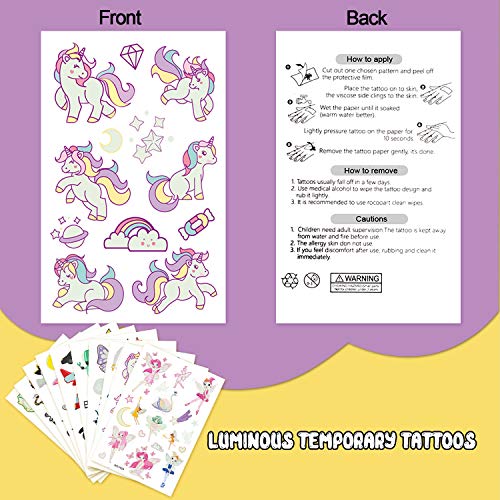 PARTYWIND Luminous Temporary Tattoos for Kids, Waterproof Fake Tattoos Sticke...