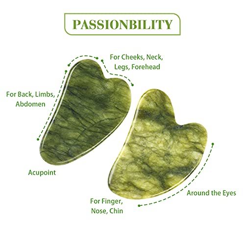 Gua Sha Facial Tool, Guasha Tool for Face, Natural Jade Stone Guasha for Face...