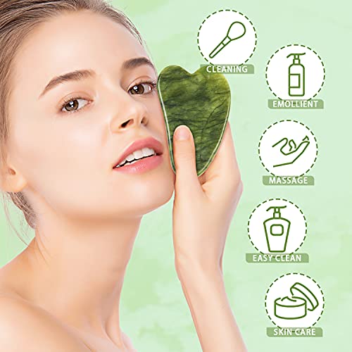 Gua Sha Facial Tool, Guasha Tool for Face, Natural Jade Stone Guasha for Face...