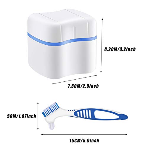 2 Denture Bath Cases Denture Cups with 2 Denture Cleaner Brushes Denture Boxe...
