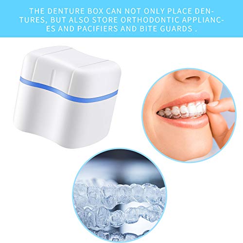 2 Denture Bath Cases Denture Cups with 2 Denture Cleaner Brushes Denture Boxe...