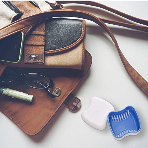 2 Denture Bath Cases Denture Cups with 2 Denture Cleaner Brushes Denture Boxe...