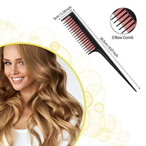 3 Pieces Hair Styling Comb Set, Includes Hair Brush Teasing Fluffy Hair Brush...