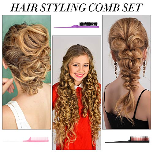 3 Pieces Hair Styling Comb Set, Includes Hair Brush Teasing Fluffy Hair Brush...
