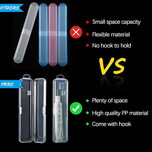 4 Pieces Travel Toothbrush Case Holder, Portable Toothbrush Storage, Hard Pla...