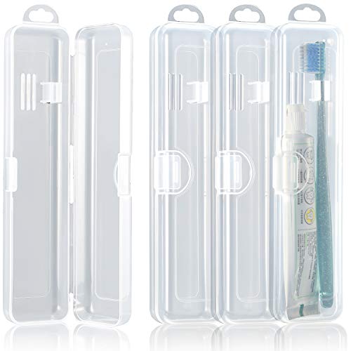 4 Pieces Travel Toothbrush Case Holder, Portable Toothbrush Storage, Hard Pla...