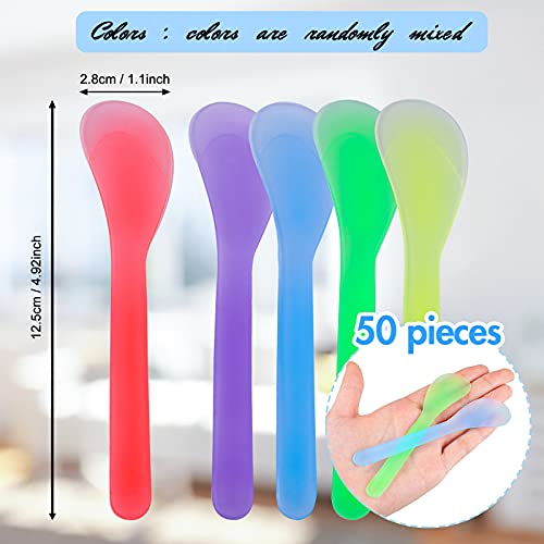 50 Pieces Cosmetic Spatula Disposable Makeup Frosted Tip Spatula Plastic Make...