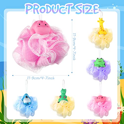 6 Pieces Kid Bath Loofah Animal Kids Sponges Bath Pouf Fun Shower Sponge Bath...