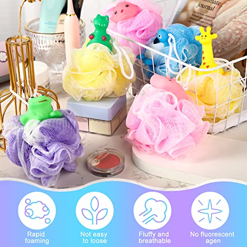 6 Pieces Kid Bath Loofah Animal Kids Sponges Bath Pouf Fun Shower Sponge Bath...