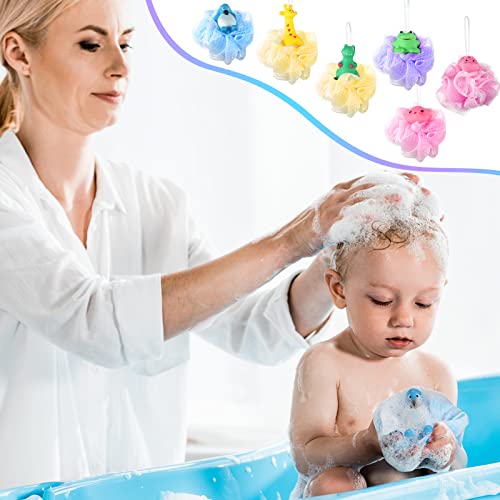 6 Pieces Kid Bath Loofah Animal Kids Sponges Bath Pouf Fun Shower Sponge Bath...