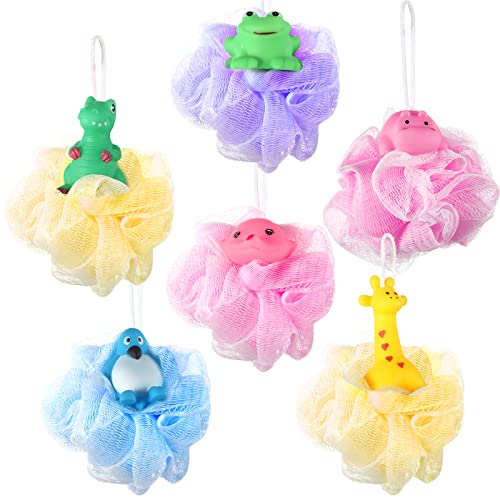 6 Pieces Kid Bath Loofah Animal Kids Sponges Bath Pouf Fun Shower Sponge Bath...