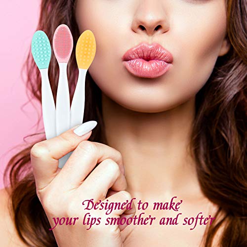 6 Pieces Silicone Exfoliating Lip Brush Double-Sided Silicone Lip Scrubber Si...