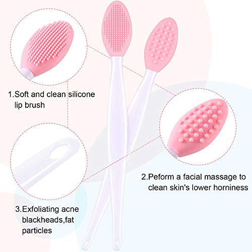 6 Pieces Silicone Exfoliating Lip Brush Double-Sided Silicone Lip Scrubber Si...