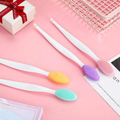 6 Pieces Silicone Exfoliating Lip Brush Double-Sided Silicone Lip Scrubber Si...