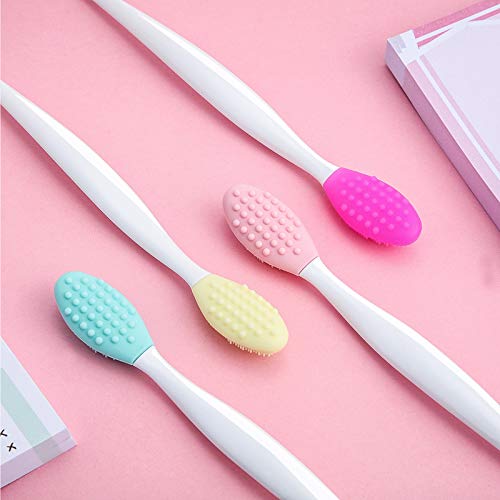 6 Pieces Silicone Exfoliating Lip Brush Double-Sided Silicone Lip Scrubber Si...