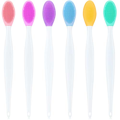 6 Pieces Silicone Exfoliating Lip Brush Double-Sided Silicone Lip Scrubber Si...