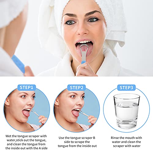 8 Pieces Tongue Scraper Cleaner with Travel Case Tongue Scraper Cleaner Metal...