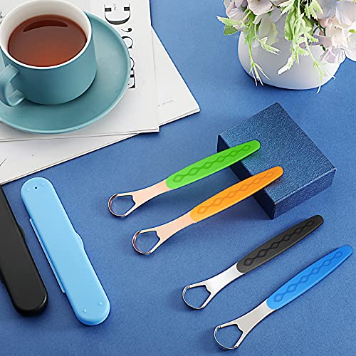 8 Pieces Tongue Scraper Cleaner with Travel Case Tongue Scraper Cleaner Metal...
