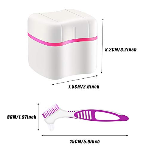 Denture Bath Case with Denture Cleaner Brush Denture Toothbrush, Denture Cup ...