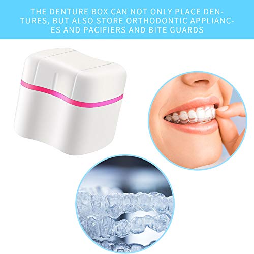 Denture Bath Case with Denture Cleaner Brush Denture Toothbrush, Denture Cup ...