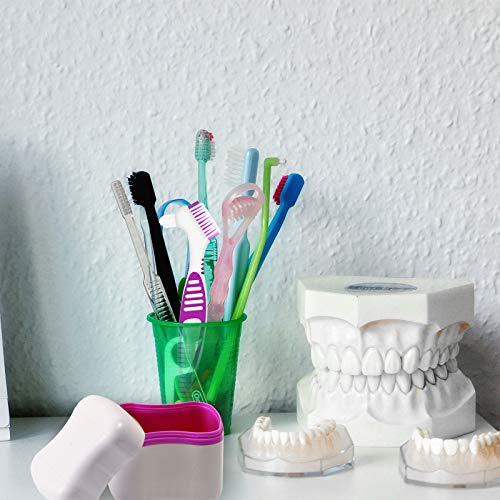Denture Bath Case with Denture Cleaner Brush Denture Toothbrush, Denture Cup ...
