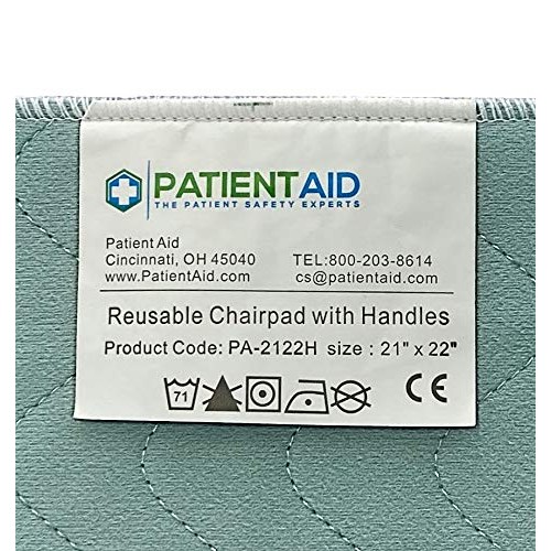 Patient Aid 21" x 22" Chair Pad with Handles - Incontinence Chair Protector L...