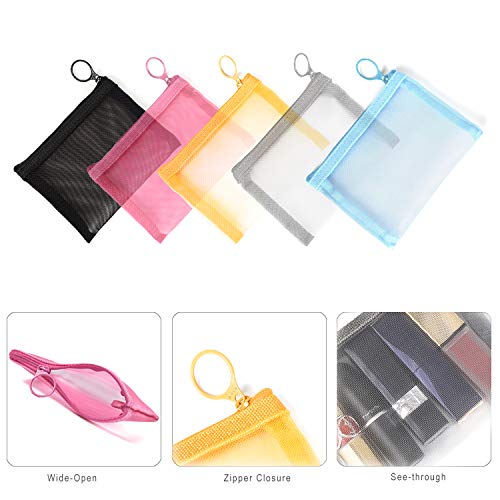 Patu Mini Zipper Mesh Bags, 4" x 5", Size S / A7, 5 Pieces, Beauty Makeup Lip...