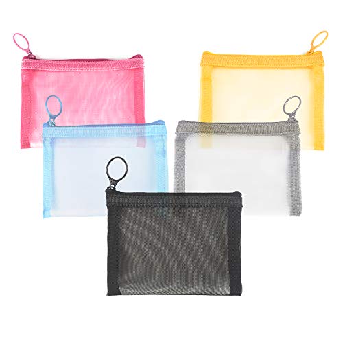 Patu Mini Zipper Mesh Bags, 4" x 5", Size S / A7, 5 Pieces, Beauty Makeup Lip...
