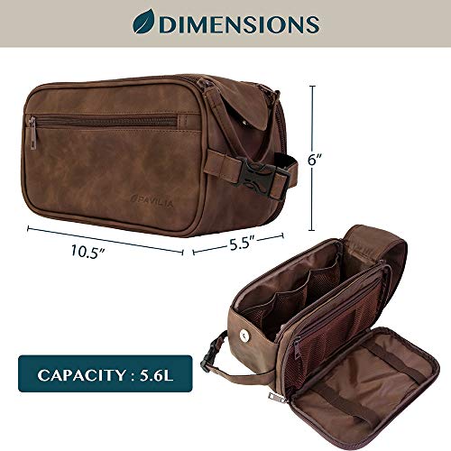 PAVILIA Toiletry Bag for Men, Travel Toiletries Bag | Water-resistant Dopp Ki...