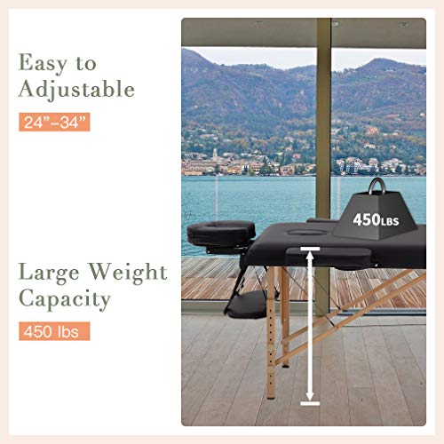 Massage Table Massage Bed Spa Bed 73” Long 2 Folding Portable Massage Table W...