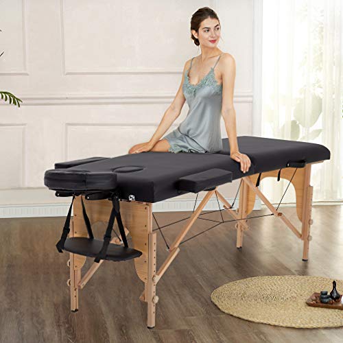 Massage Table Massage Bed Spa Bed 73” Long 2 Folding Portable Massage Table W...