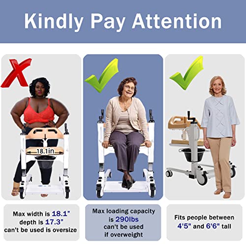 PAYRFV Patient Lift Wheelchair for Home Transport Chair with 180 Split Seat, ...